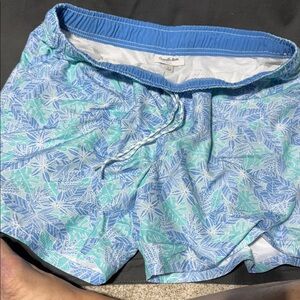 Goodfellow & Co Blue and Aqua Leaf Swim Shorts